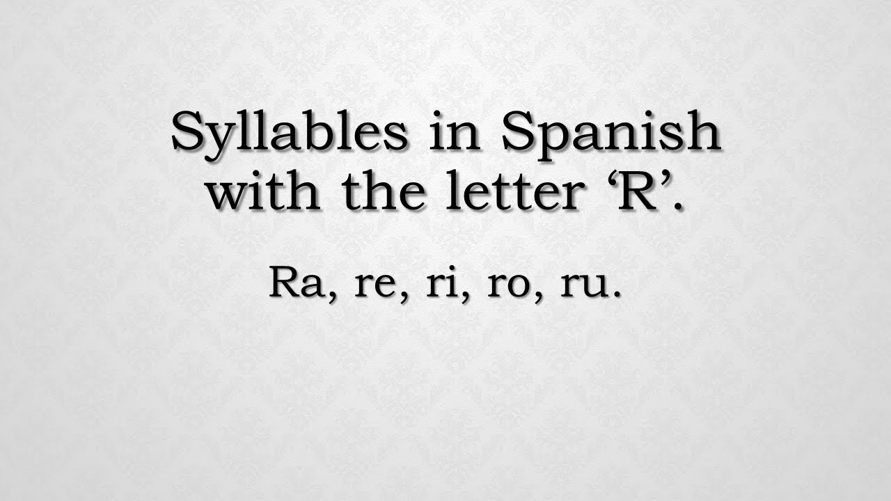 How To Pronounce Syllables With The Letter R In Spanish Ra Re Ri Ro Ru Youtube