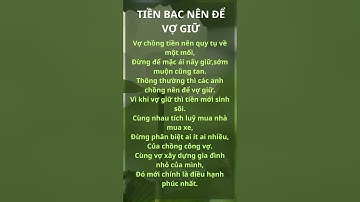 TIỀN BẠC NÊN ĐỂ VỢ GIỮ ! #levantinh #giaitri