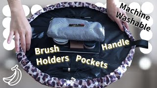 Reviewing The Flat Lay Co Lazy Drawstring Magic Makeup Bag Best Makeup Bag For Busy Moms