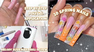 Encapsulated Flower Polygel Nails Melody Susie Nail Drill Review Viral 3D French Design