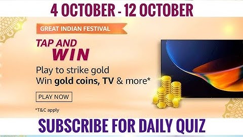 Amazon Tap And Win Quiz Answers Today | Win OnePlus Tv | 4 October 2020