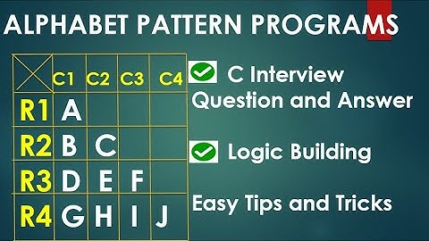Alphabet Pattern Printing in C in Hindi | C Interview Questions and Answers