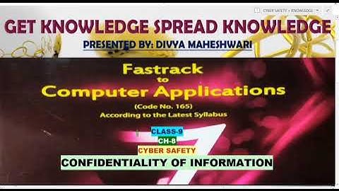 FASTRACK TO COMPUTER APPLICATIONS  PART-8  CLASS-9 CH-8 CYBER SAFETY