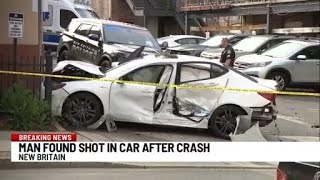 New Britain police investigating after man shot in car after crash