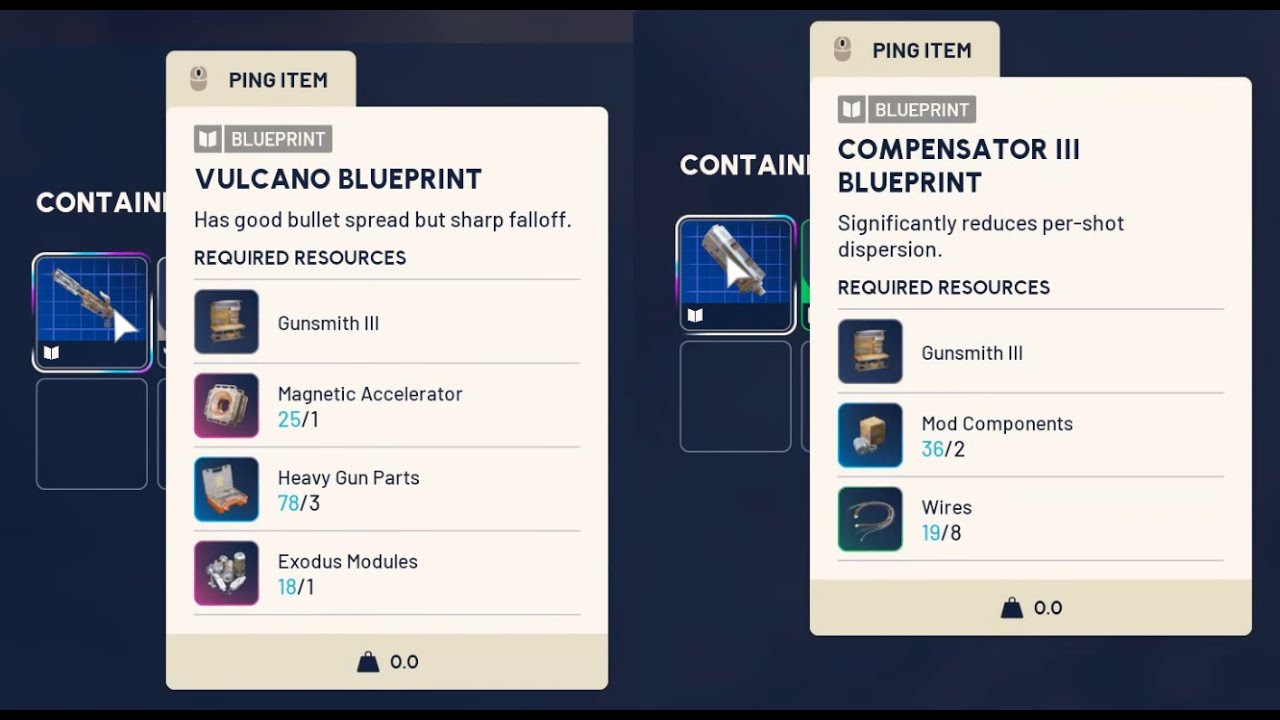 Vulcano and Compensator III Blueprints - Hidden Bunker Arc Raiders