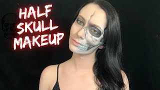 Half Skull Face Paint Special Effects Halloween Makeup Look