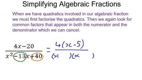 Simplifying Algebraic Fractions 3