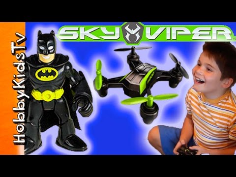 dronesense Sky Viper Video Drone + Nano Drone! Batman Flies Drone to Save Blind Boxes! by HobbyKidsTV