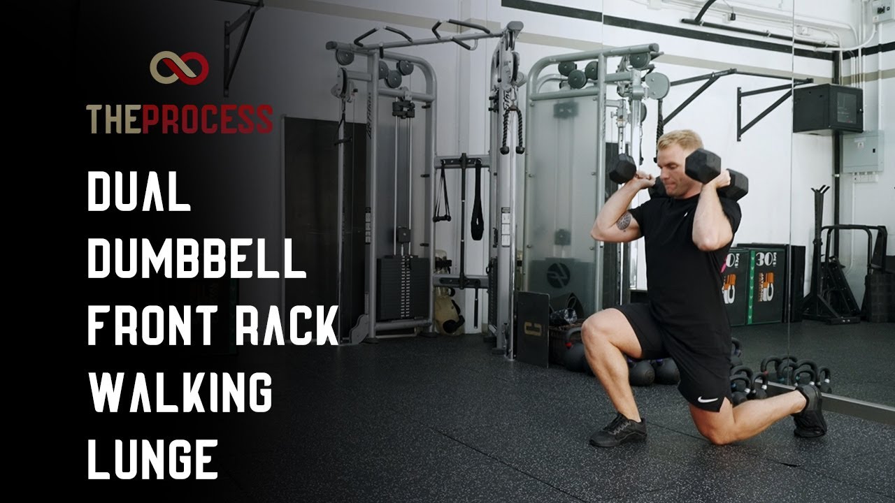 Dual Dumbbell Front Rack Walking Lunge - YouTube