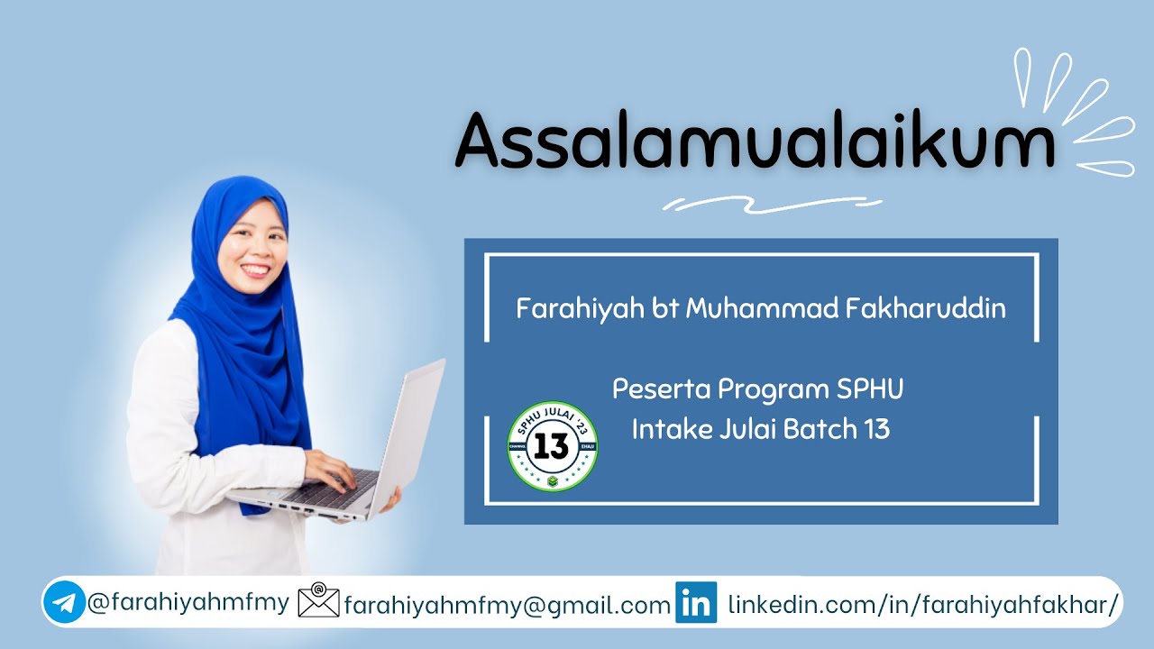 Tugasan 1 | Pengenalan Diri | FARAHIYAH | SPHU Batch 13 - YouTube