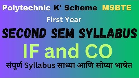 2nd Sem |Syllabus | IF| CO |Polytechnic|MSBTE | K Scheme | ‎@devidasdanekar1965