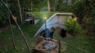 Build The Most Beautiful Underground Bamboo House by Ancient Skills