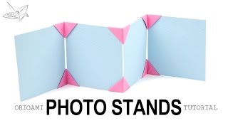 Learn how to make a photo display with little origami corner stands! This is a stylish way to display photos, cards and artwork. 
