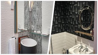 75 Black Tile Powder Room With A Pedestal Sink Design Ideas You'll Love 💎