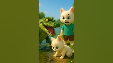 🐾 Mèo Con Dũng Cảm Đánh Bại Cá Sấu Dưới Sông 😼🐊 #shorts #aicat #cat #meow