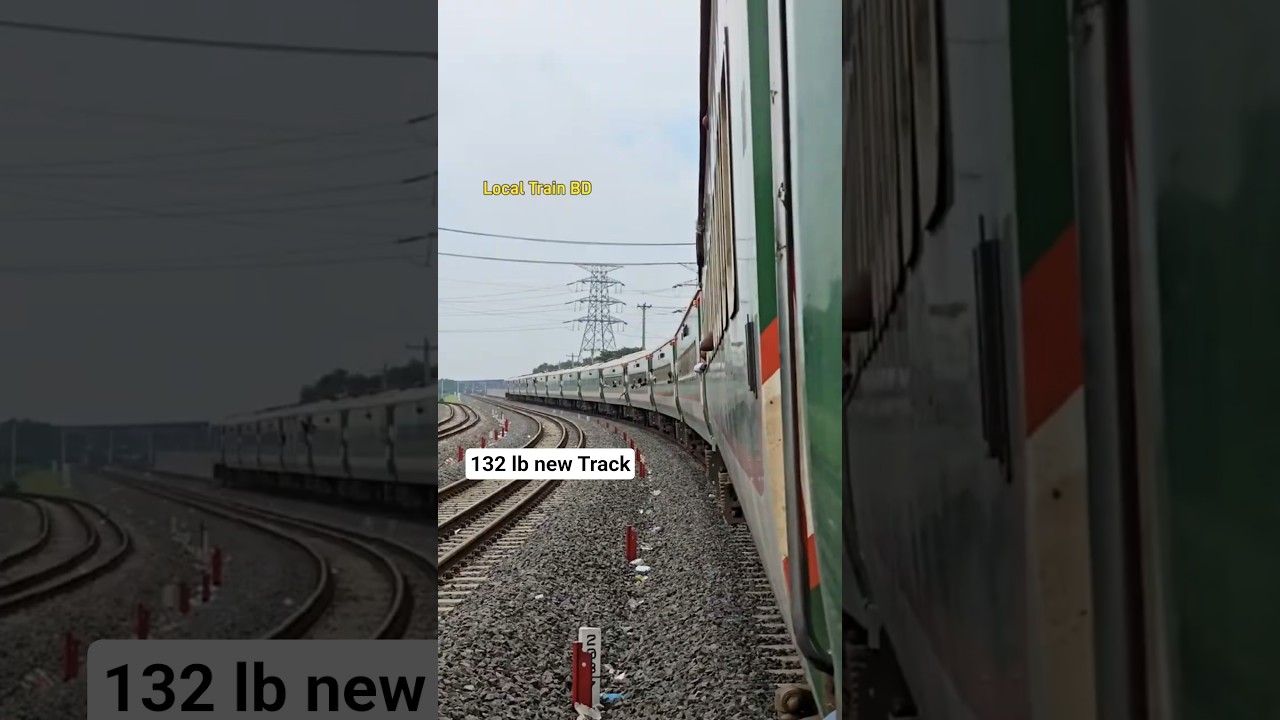 Butter smooth new rail track, train in curve.