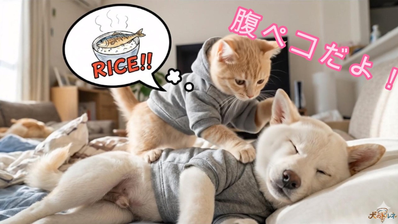 犬が寝坊！！その時子猫がとった行動とは！？【犬のトルネ】