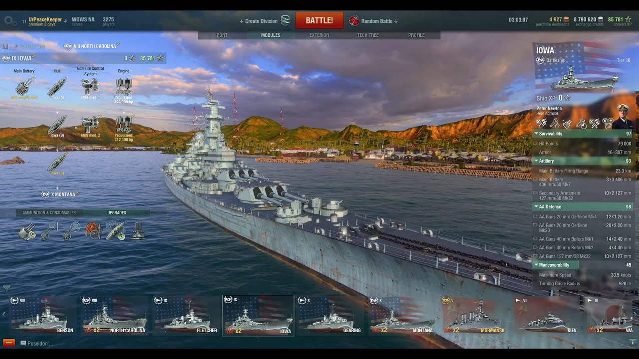 world of warships iowa top speed