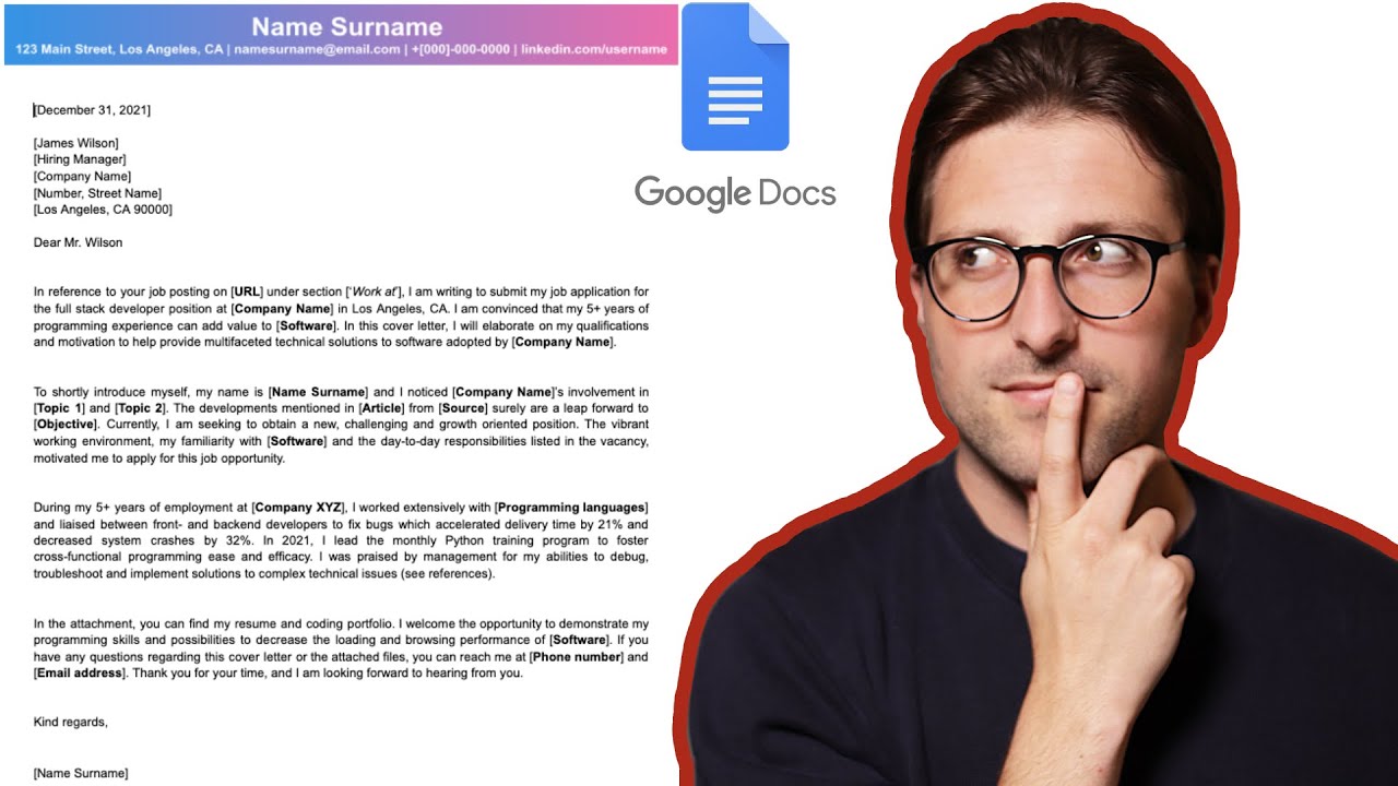 google cover letter template