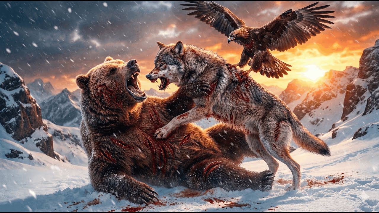 Wolf vs. Eagle: Deadly Fight interrupted by a MONSTER! (Unexpected Twist)