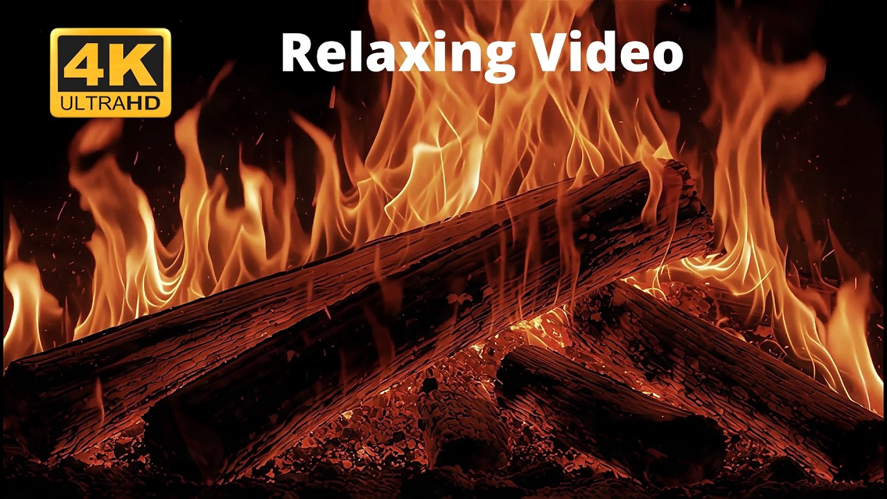 Cozy Fireplace 4K Video (3 Hours).Fireplace with Crackling Blue Fire Sounds
