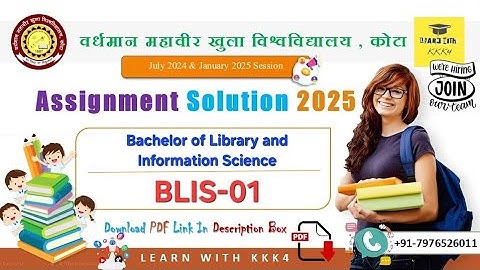 VMOU BLIS-01 Assignment Solution 2025 PDF | LEARN WITH KKK4