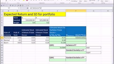 ACCTG 455: Excel Finance Class 105: Expected Return & Standard Deviation For Portfolio