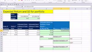 excel finance class 105 expected return standard deviation for portfolio estimating future