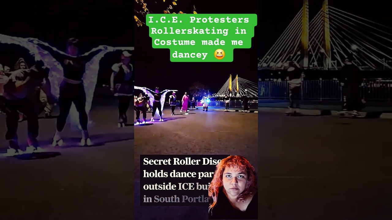 Meanwhile,  in Oregon, Rollerskating BEST ICE Protest!!!