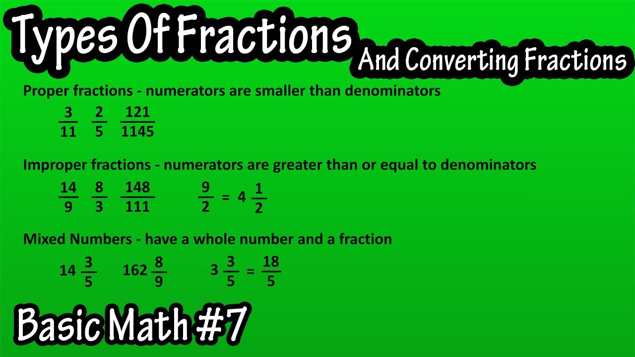Different Types Of Fractions - What Are Proper, Improper Fractions And  Mixed Numbers
