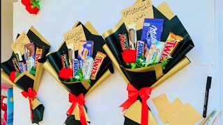 طريقة عمل باقة شكلاطة  ، chocolate bouquet  ، #باقات #باقة_ورد #بوكيه #بوكيه_ورد #تعليمي