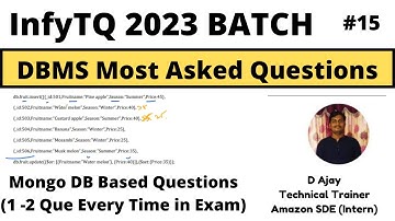 Infytq 2023 BATCH DBMS Previous Year Questions | PART-3 | Day-13 | Crack InfyTQ Exam | Mongo DB QUE