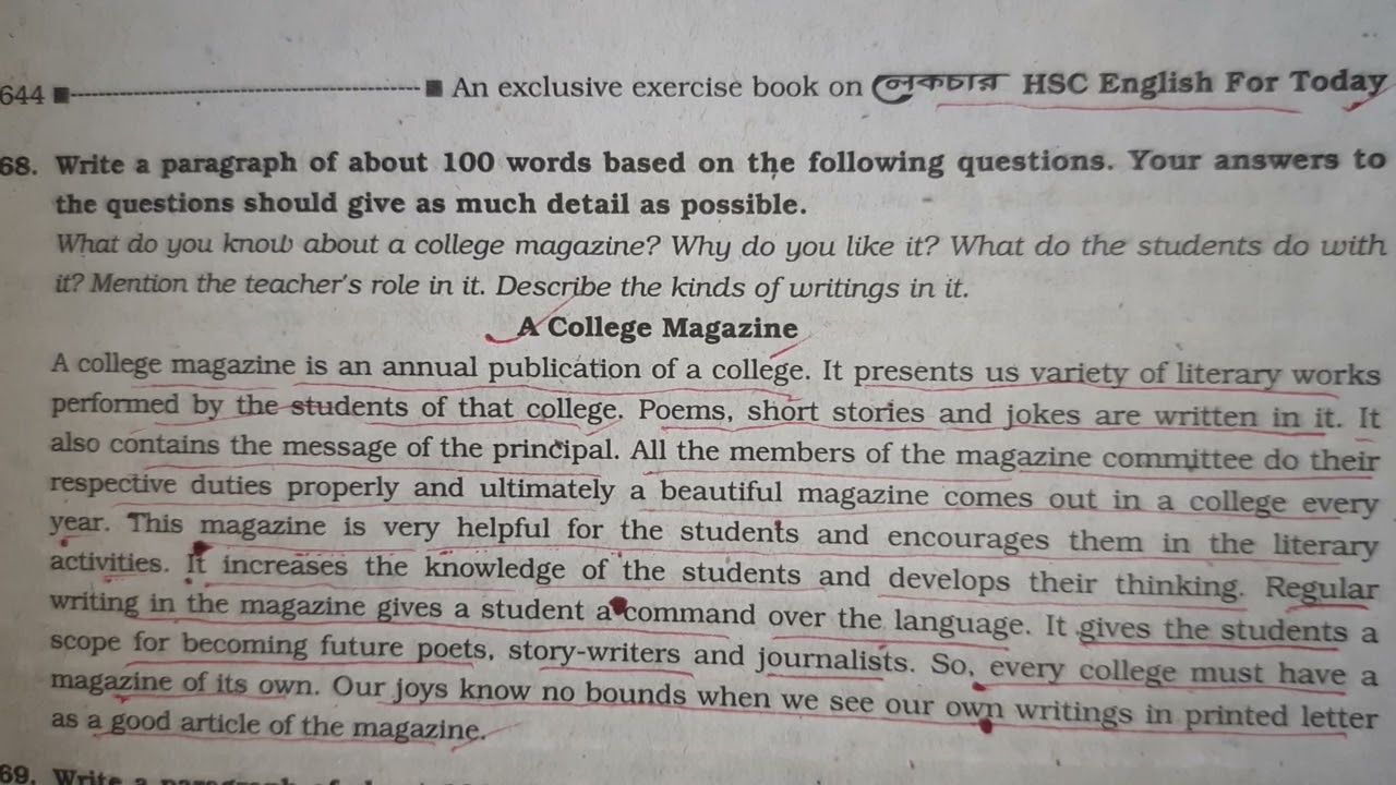 A college magazine paragraph 