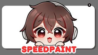 【Speedpaint】Twitch Panel Commission- Peeking Chibi (Paint Tool Sai) #1