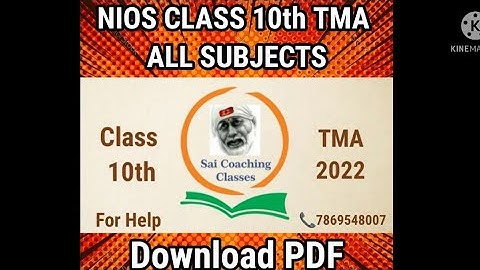 NIOS TMA DOWNLOAD NIOS CLASS 10 TMA BY Sai Coaching Classes