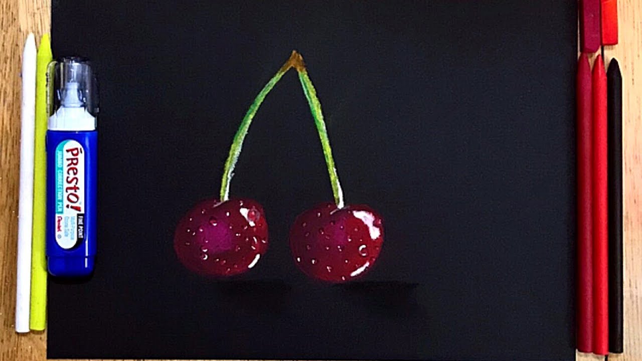 Hyper Realistic Speed Drawing Cherries (Pastels) YouTube