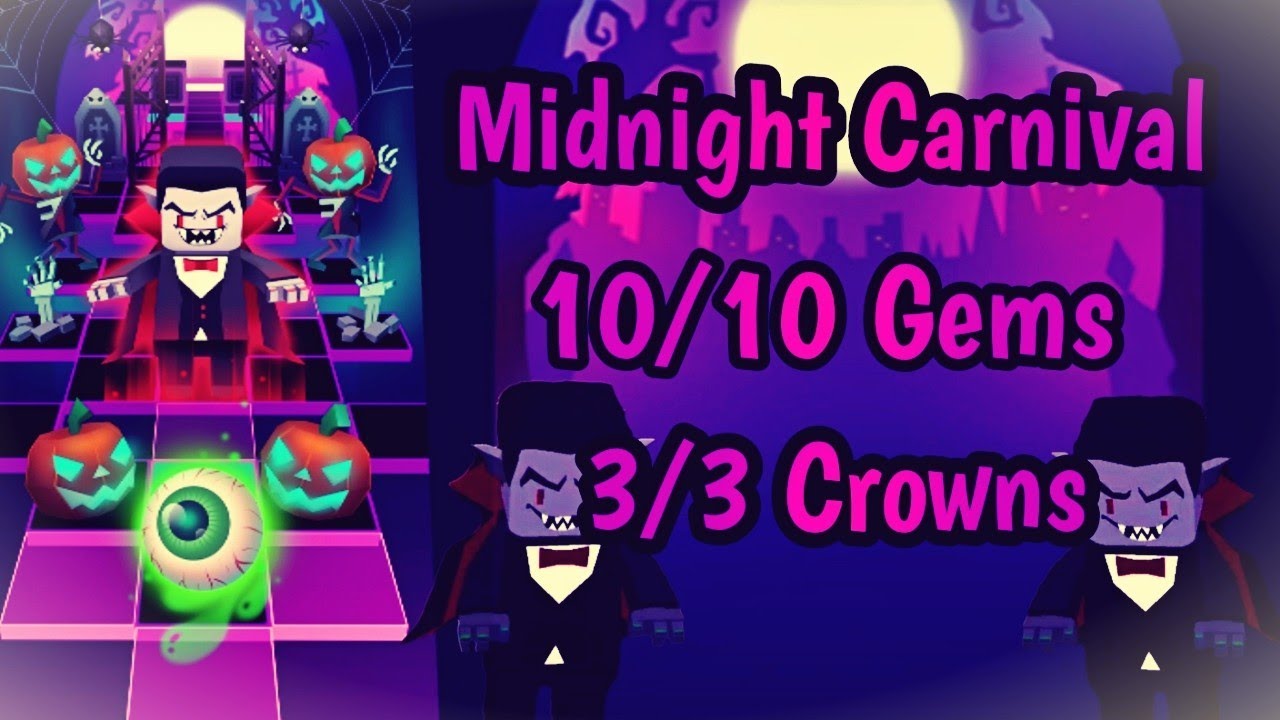 ═ Rolling Sky - Level 22 - Midnight Carnival
 complete - 10/10 gems - 3/3 crowns ═