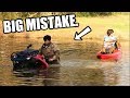 INSANE Kayaking with FOUR WHEELER!