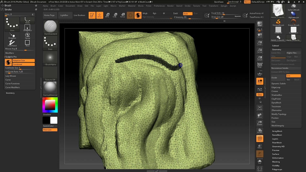 zbrush 2018 cant see wireframe