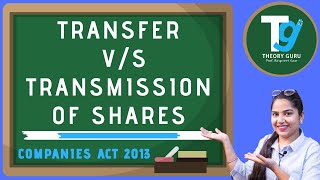 TRANSFER VS TRANSMISSION OF SHARES || COMPANIES ACT 2013 || THEORY GURU || PROF. RASPREET KAUR