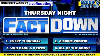 Download Lagu jeranism Thursday Night FactDown! Ep. 6 | 11 Sweet 16 Spots Remain | 10+ to make the wheel | 8-7-25 MP3 Download Lagu jeranism Thursday Night FactDown! Ep. 6 | 11 Sweet 16 Spots Remain | 10+ to make the wheel | 8-7-25 MP3