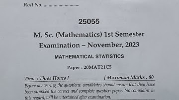 Msc. mathematics | Mathematical statistics | Semester 1 question paper