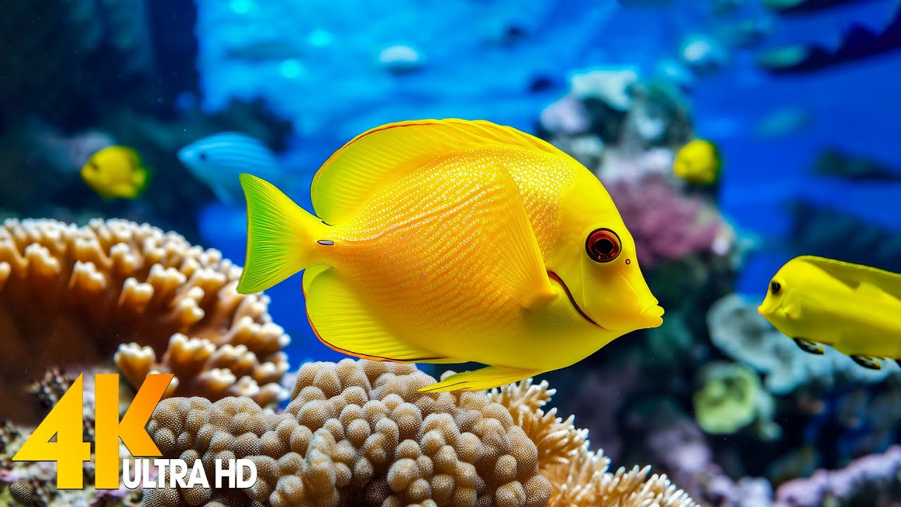 Aquarium 4K VIDEO (ULTRA HD) 🐠 Beautiful Coral Reef Fish - Relaxing Sleep Meditation Music #27