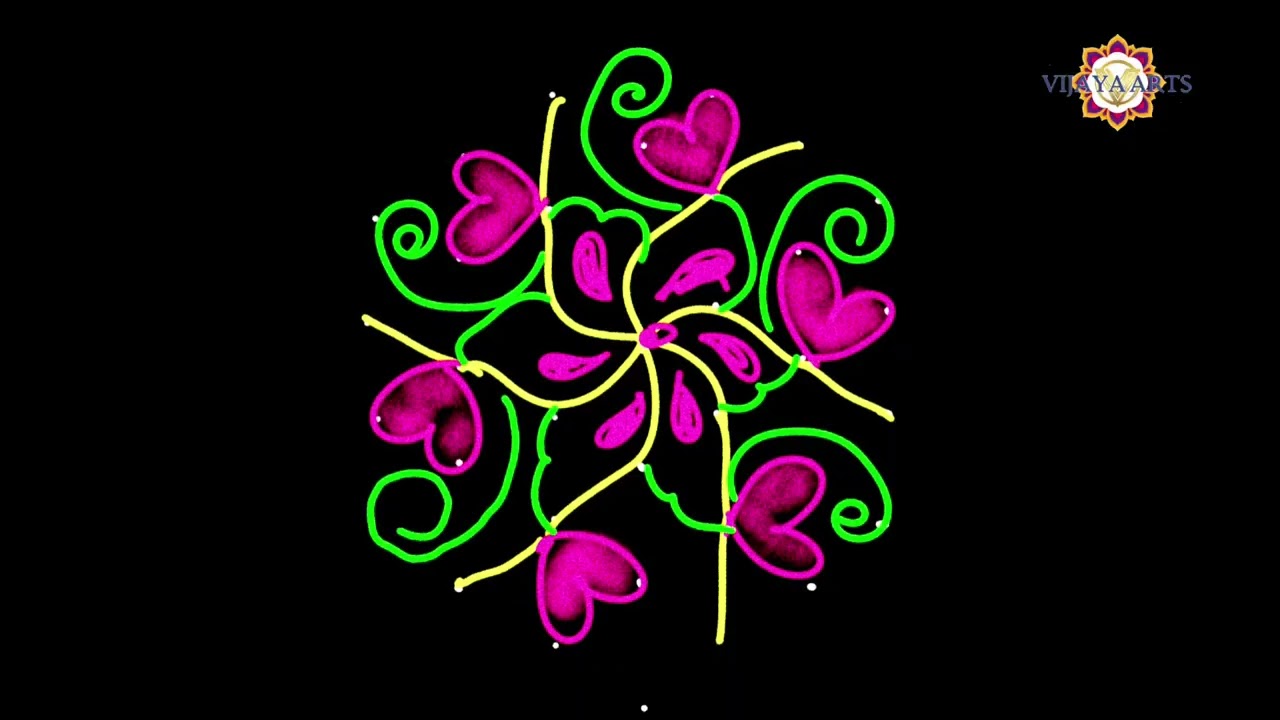 easy latast daily rangoli (7×4) dots | simple Easy rangoli | big rangoli | small rangoli ||  shorts