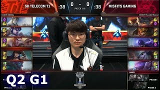 SK Telecom T1 vs Misfits | Game 1 Quarter Finals S7 LoL Worlds 2017 | SKT vs MSF G1