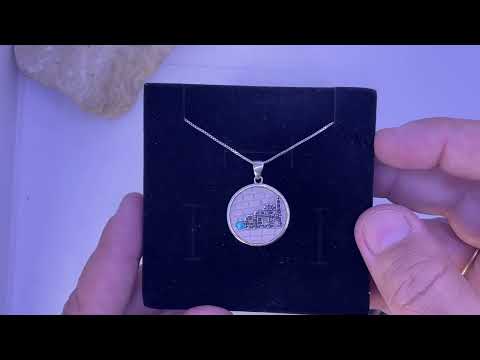 SA1957 - Silver 925 "Jerusalem walls" pendant with Silver 925 "Jerusalem view"