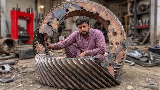 How to Repair a Broken Bull Gear | Massive Industrial Gear CRACKED & Shattered | Restoration Process