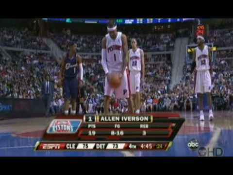 Allen Iverson Pistons' Debut 24pts 6asts vs Nets NBA 08/09 sick