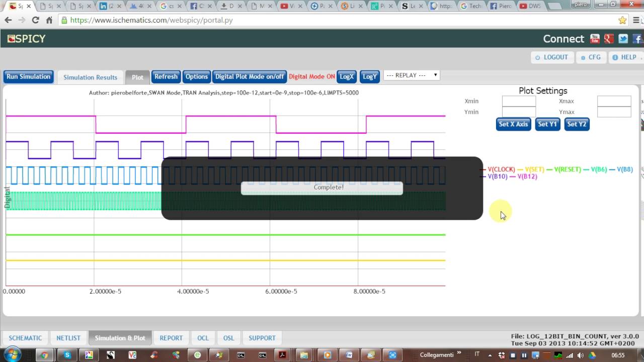 DWS SIMULATION OF A 12-BIT BINARY RIPPLE COUNTER