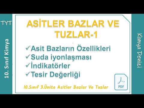 ASİTLER BAZLAR ve TUZLAR -1 Asitler Bazların Genel Özellikleri Konu Anlatımı Soru Çözümü 10.Sınf TYT